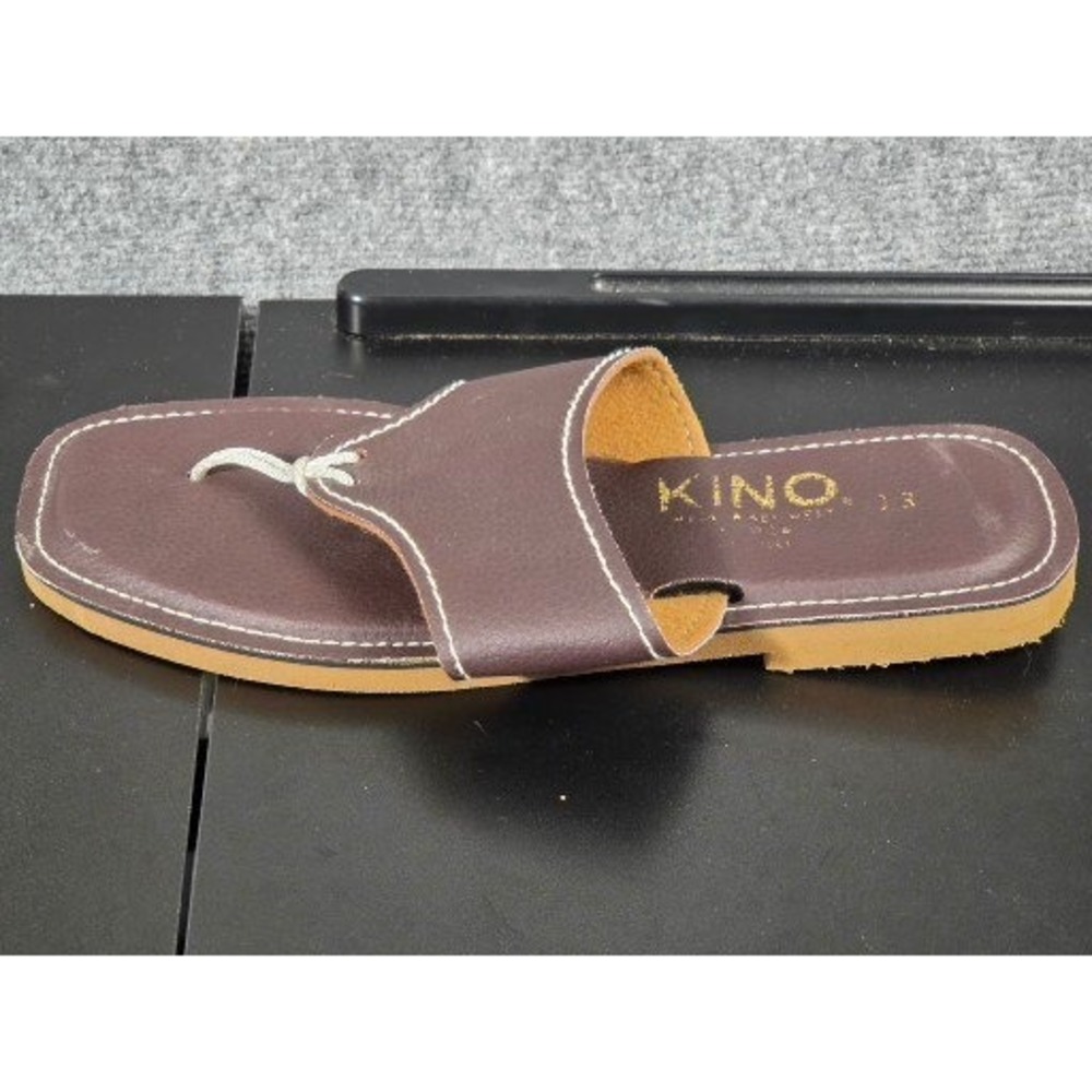 Kino Sandals Unisex 13 Brown Leather Thong Slides Key West Handmade Square Toe